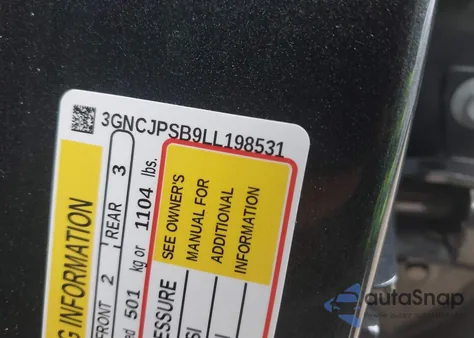 2020 Chevrolet Trax Awd Lt z USA, uszkodzony, nr VIN 3GNCJPSB9LL198531